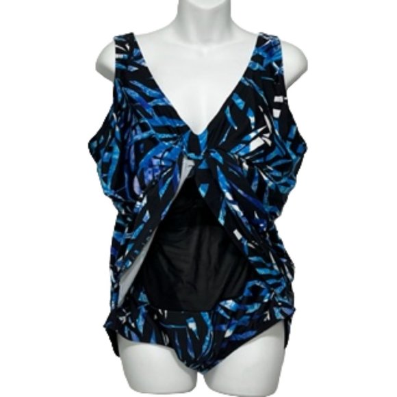 SWIMSUITS FOR ALL Sarong Front One-Piece Swimsuit NWT Size 22 - Picture 5 of 14